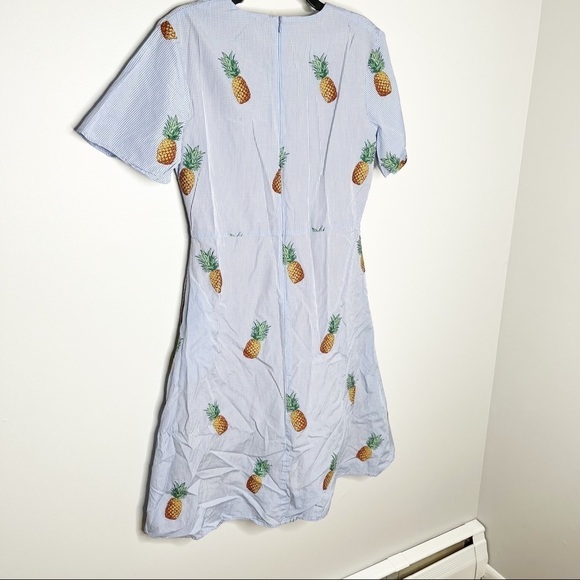 Autumn Adiegbo Blue Plaid Pineapple Fit & Flare Dress Size 6 - Picture 5 of 15